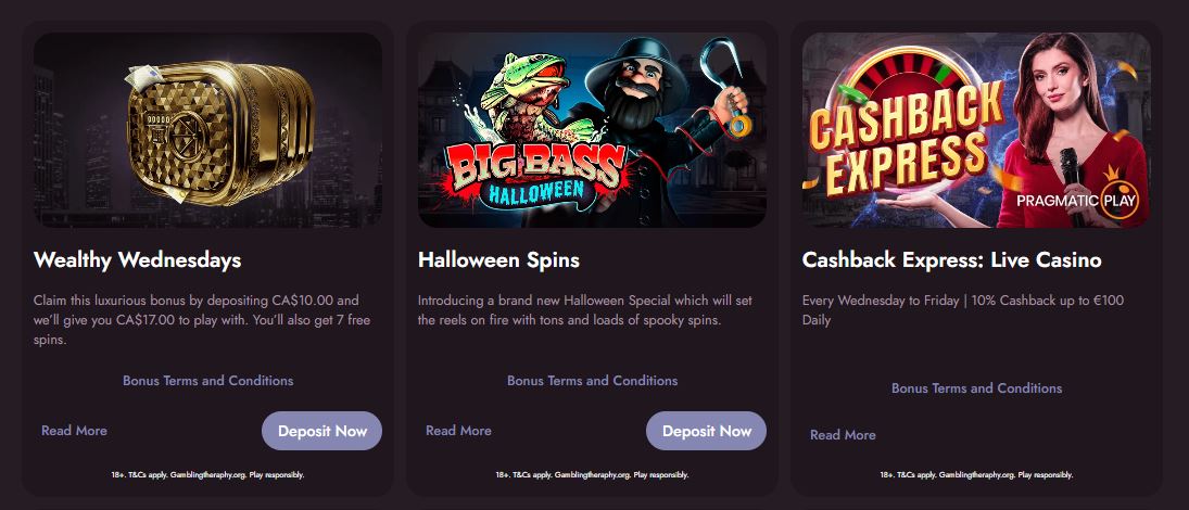 Explore weekly promotions and live casino cashback offers